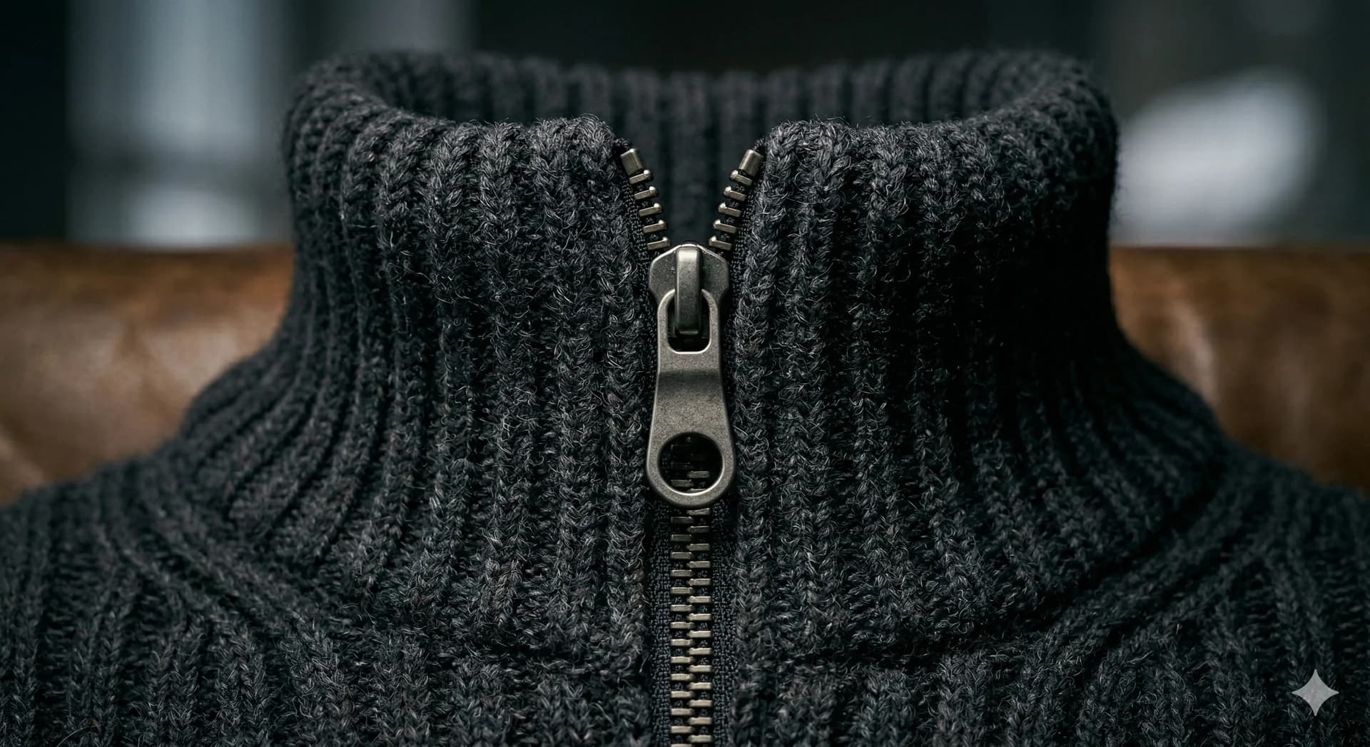 Zip collar dark knitwear